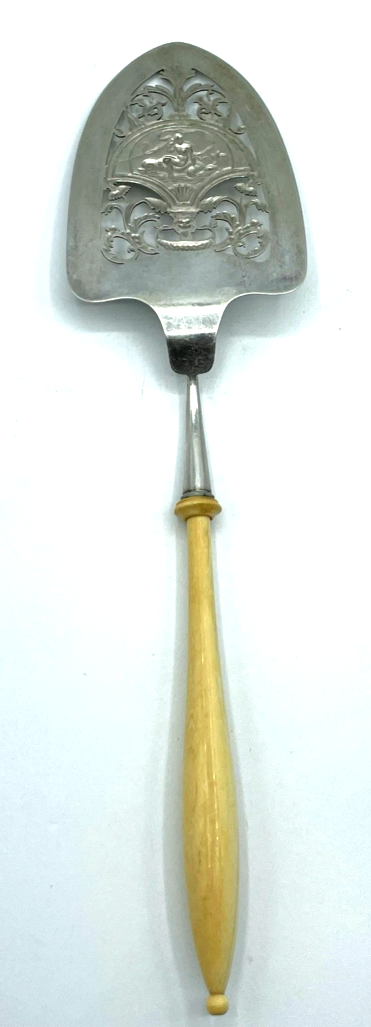 Antiker Fisch o Pastetenheber 13 Lot Silber Stadtmarke Heilbronn vor 1880 L 33cm7