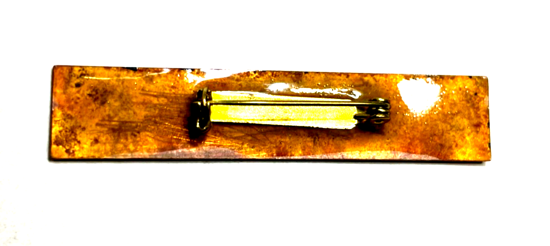 Vintage Handarbeit Emaille Metall Brosche Anstecknadel sehr gepflegt L 61 mm4