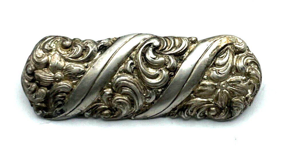 Antik 835 Silber Brosche Anstecknadel mit apartem Dekor Muster solide Handarbeit1