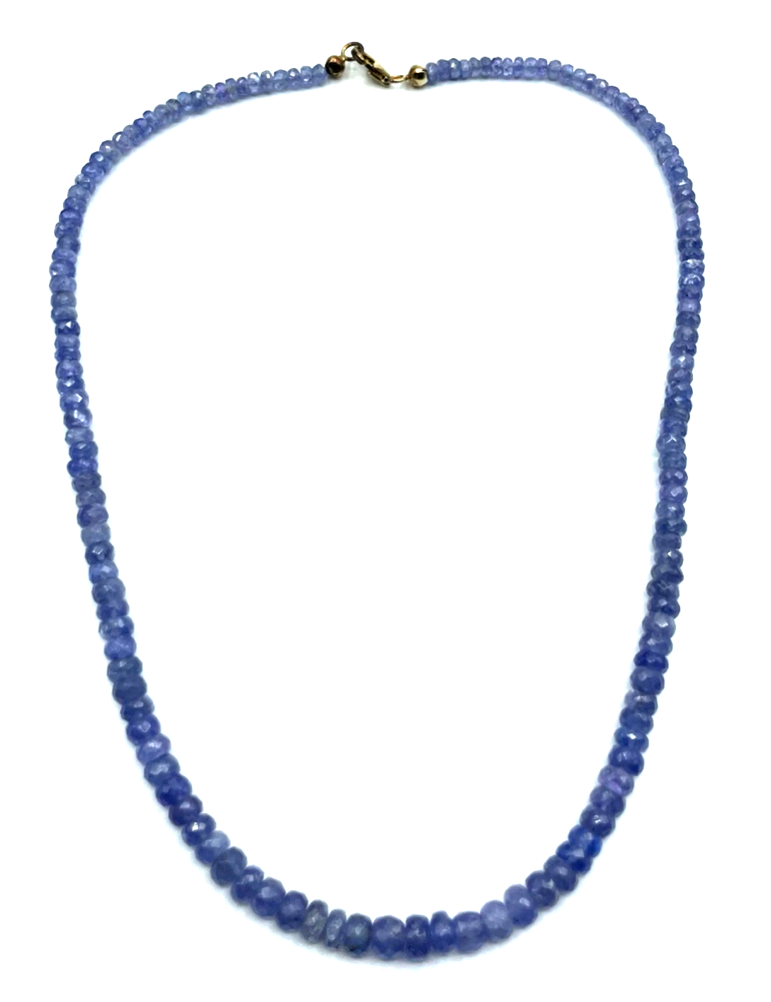 Tansanit Kette Collier 925 Silber vergoldet facettierte Rondelle Verlauf L 46cm0