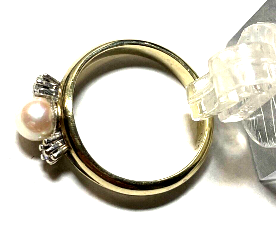 Solider 333 Gold 8 K Ring 1 Akoya Perle 2 Brillanten á 0,05 RG 56 Juwelier gepfl6
