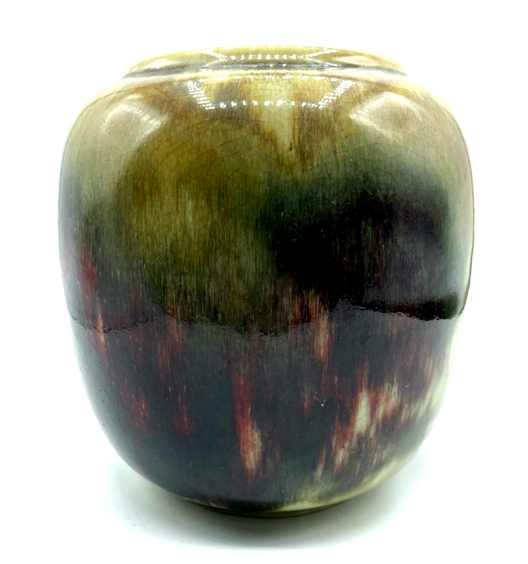 WMF Art Deco Keramik Vase Gerda Conitz Turmmarke Glasur Ochsenblut Craquelé 18cm0
