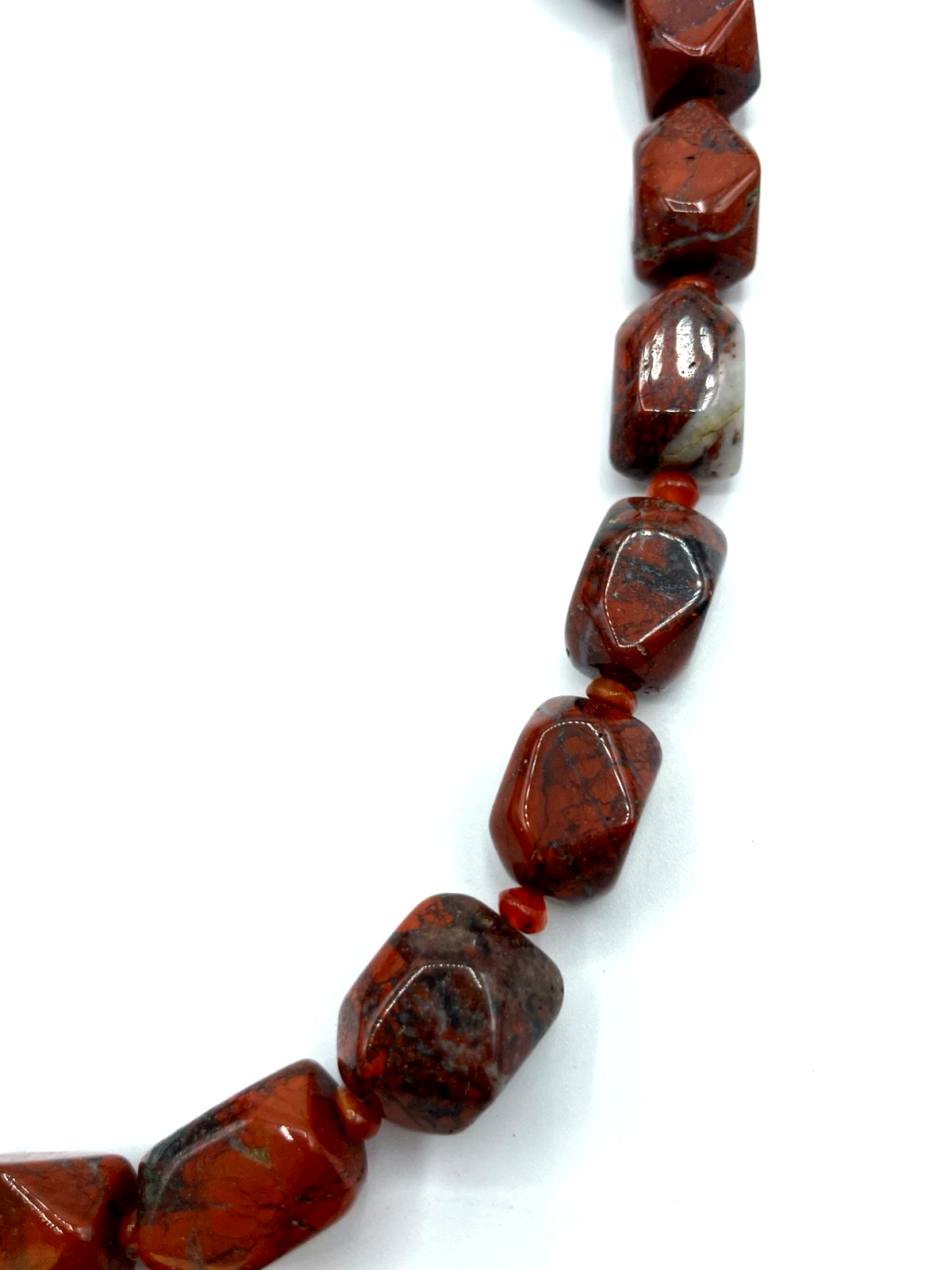 Roter Jaspis Cluster Kette Brekzien Jaspis Collier 925 Silber Karabiner L 50 cm4