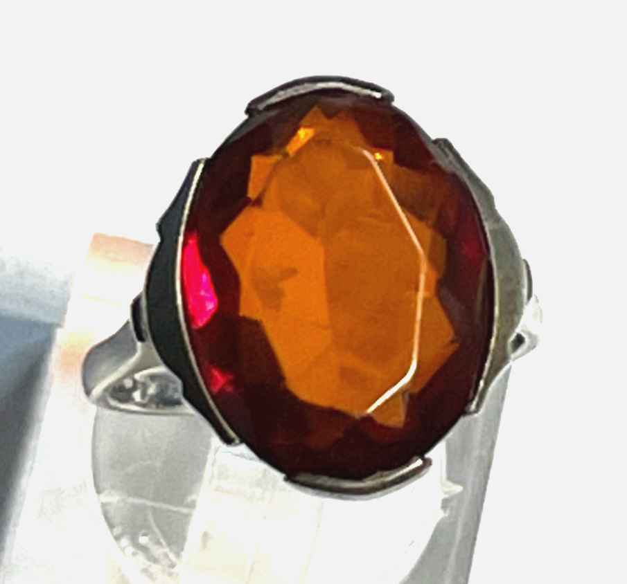 Antik 830 Silber Ring mit Bernstein geschliffen facettiert 30er J RG 53 Ø 16,8mm7