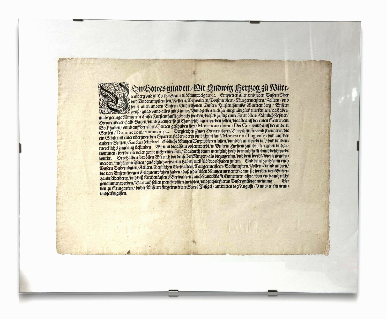 Einblattdruck - Ludwig Herzog von Württemberg - 1569 - Warnung vor Falschgeld0