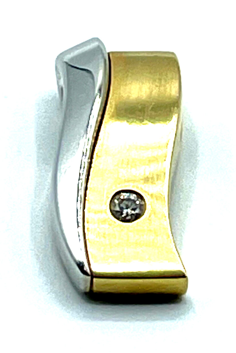 Massiv 750 Gold 18 K Gold Gleiter Schieber Anhänger 0,07 ct Brillant Juwelier10