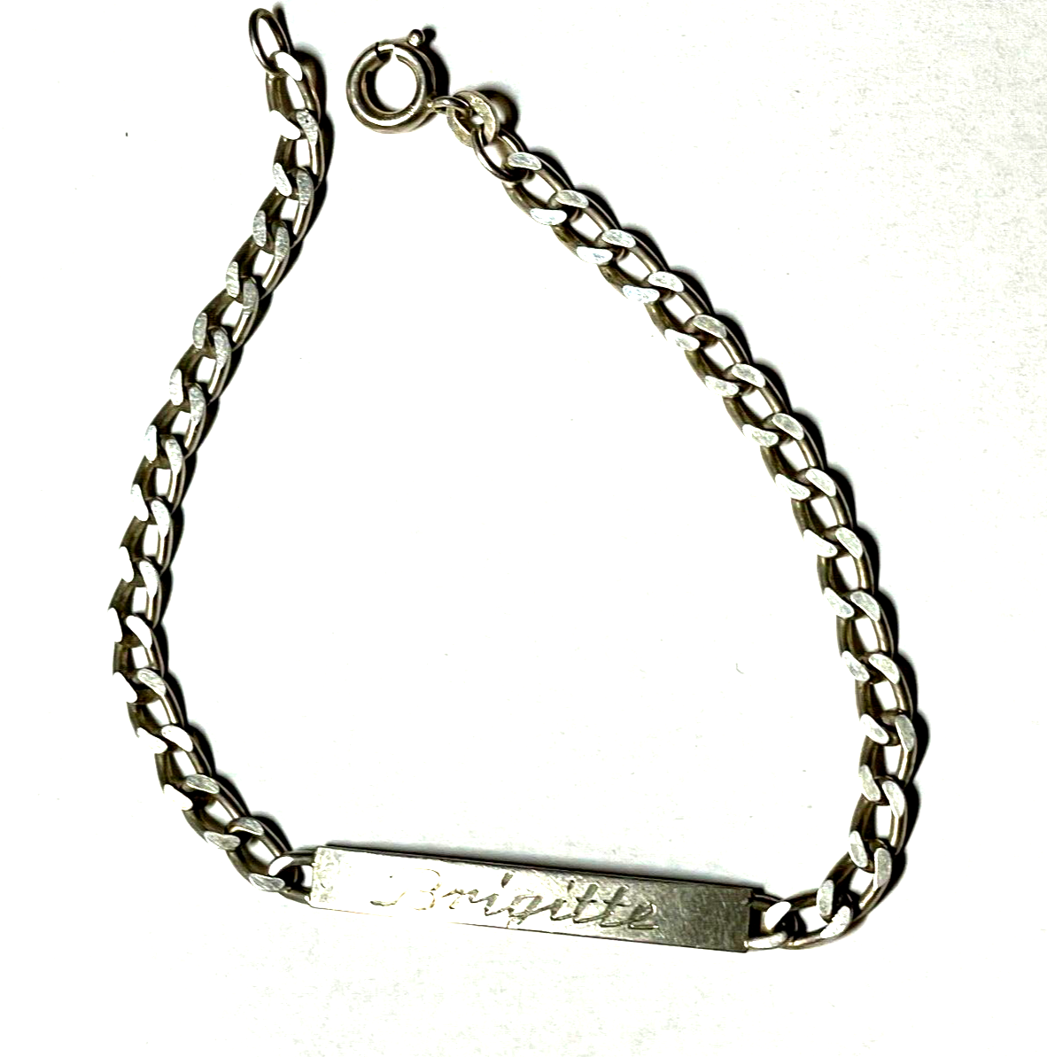 Vintage 925 FBM Silber Armband Namensarmband BRIGITTE Panzerband Armkette L 19cm0