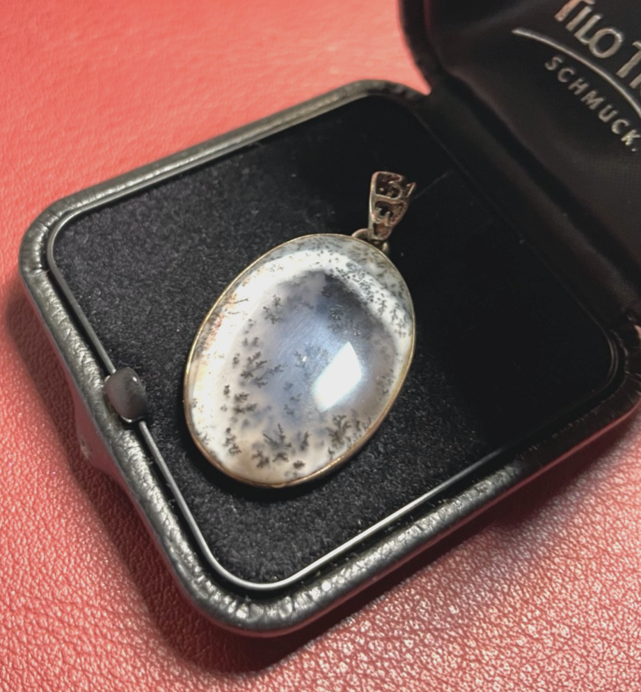 925 Silber Anhänger mit Dendritenachat Weiß Lavendel Schwarz L 38 mm B 22 mm1