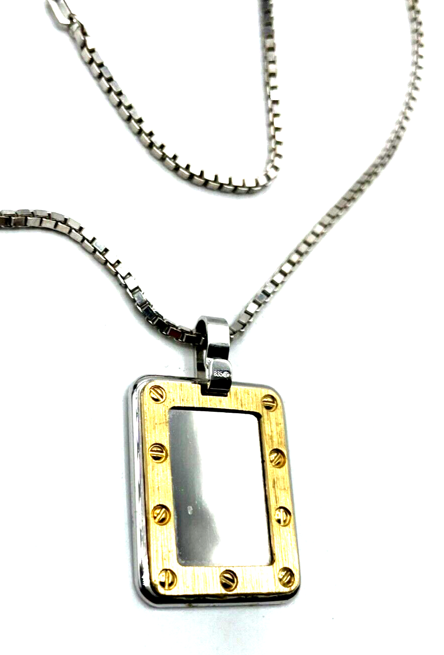 Solide lange 835 Venezianerkette + Silber Anhänger Schrauben Dekor Gravur unisex0