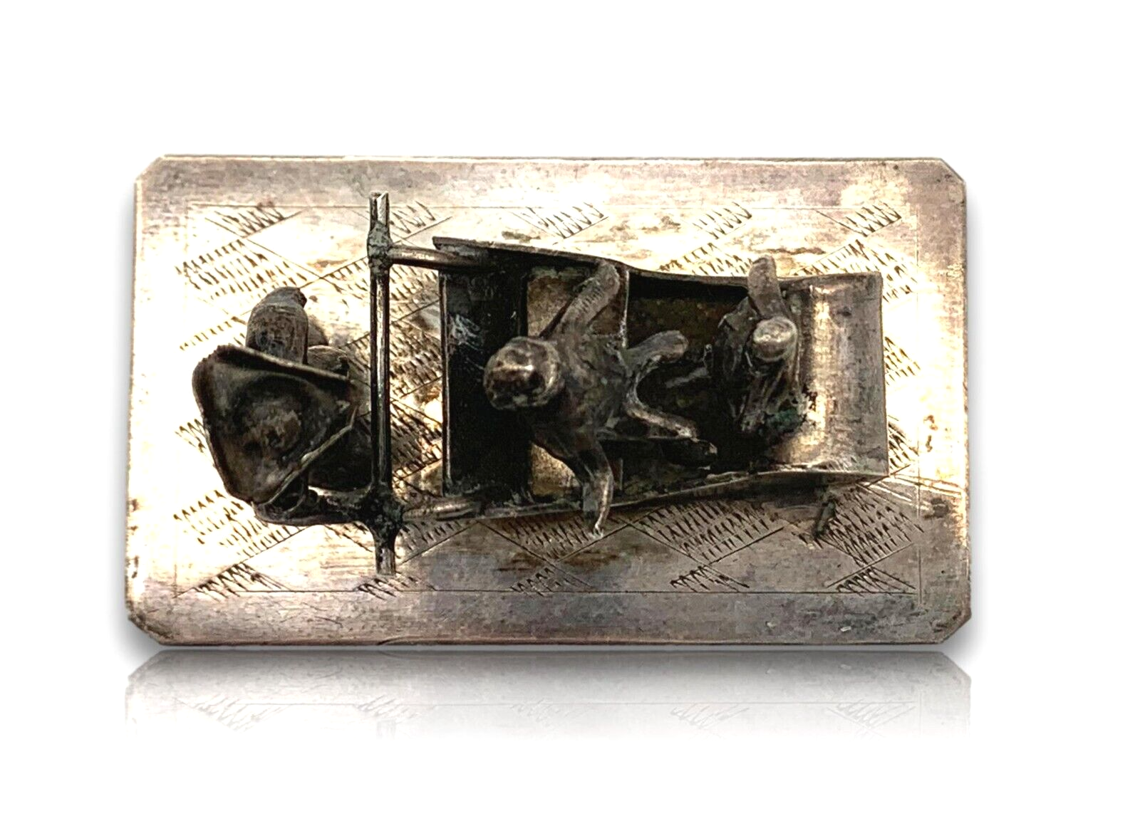 Miniatur Schlitten Schlittenfahrt Silber - Bijkamp Steenwijk Niederlande 19007