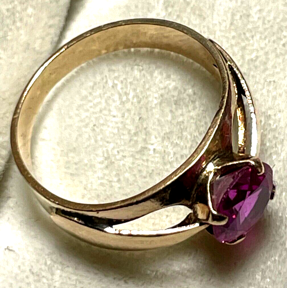 Solider vintage 585 Gold 14 K Ring Rotgold roter russischer Spinell Ø 17mm RG 533