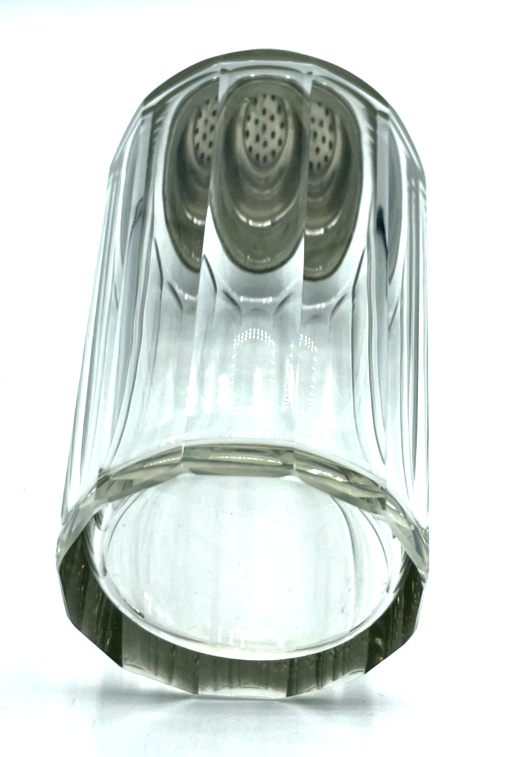 Antik Cocktail Shaker Kristallglas 800er Silber Rand und Deckel Topzustand4