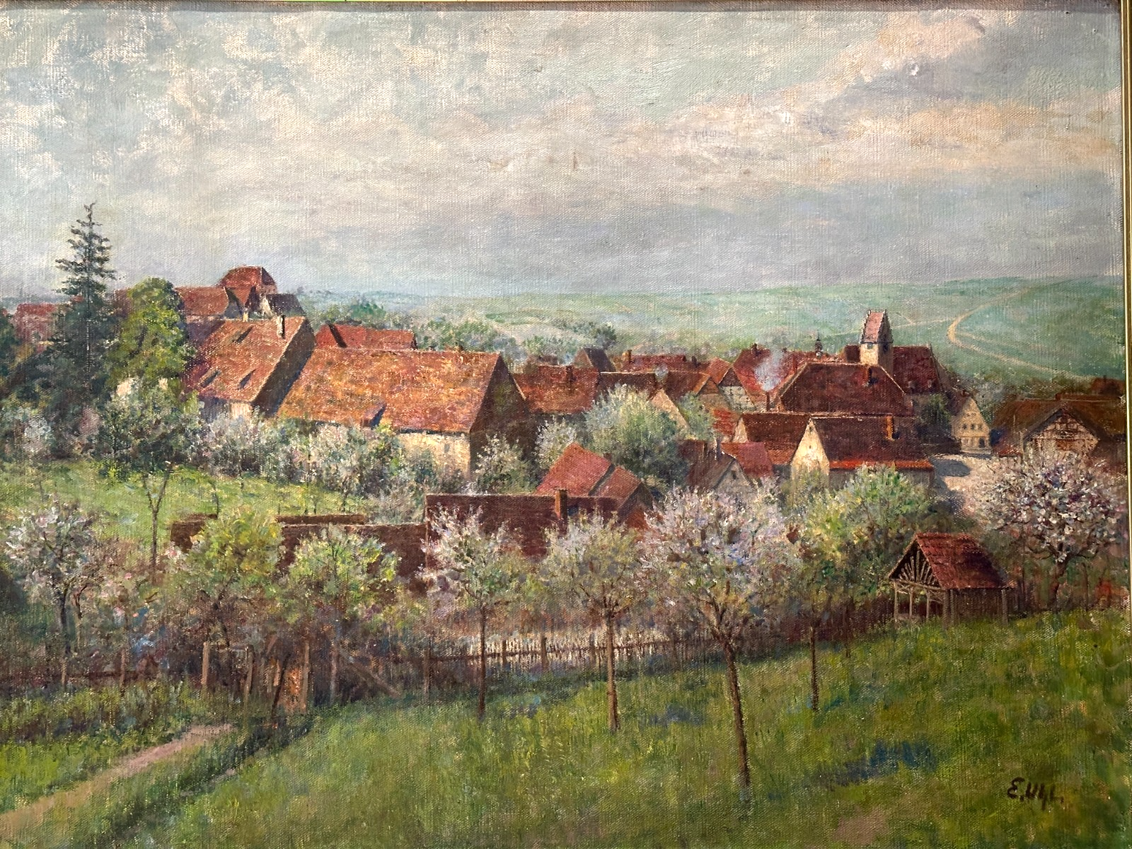 Emil Uhl (1864–1945) – Ansicht von Langenburg (Hohenlohe) um 1924, Öl auf LW1