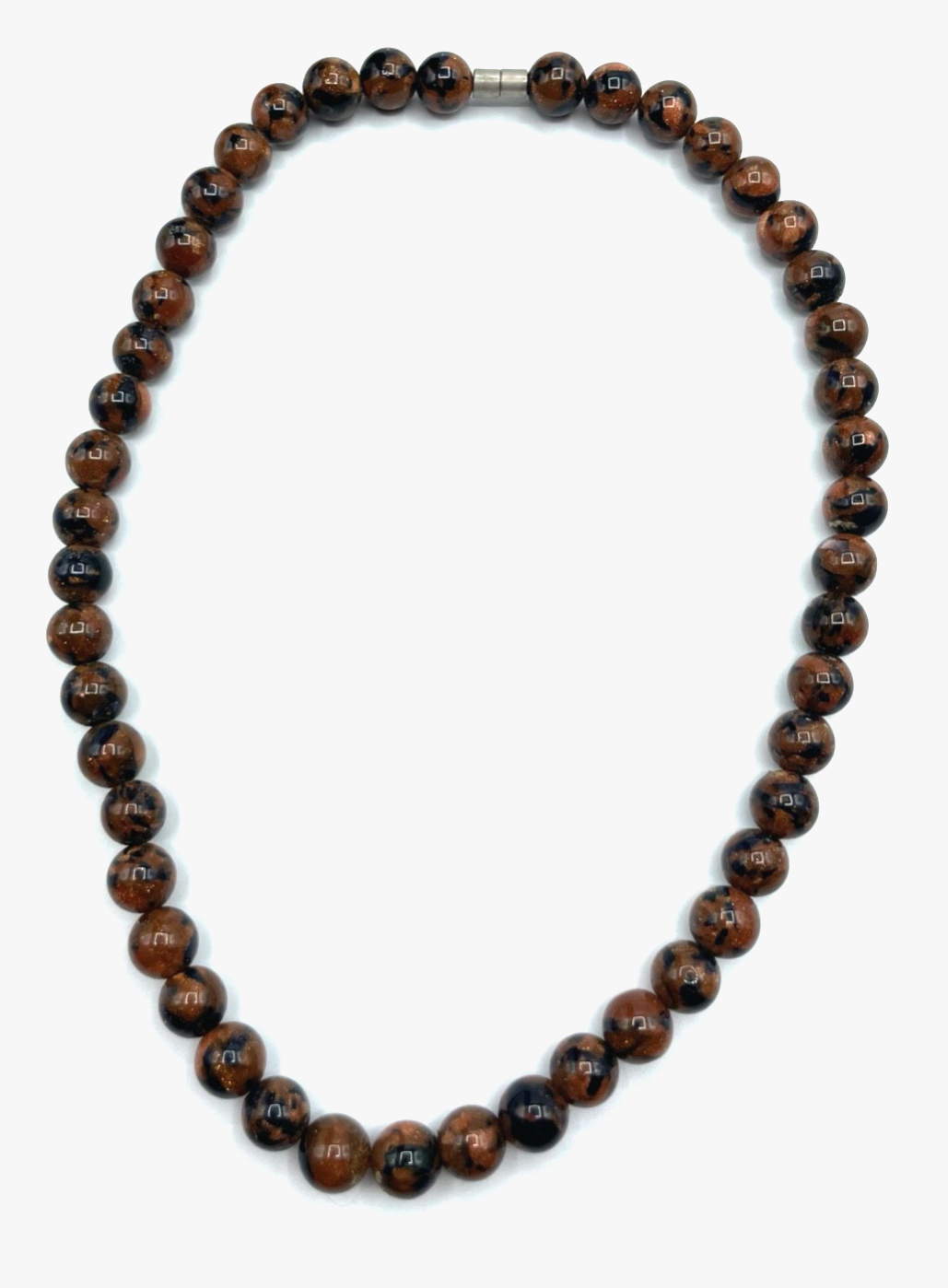 Mahagoni Obsidian Halskette Kugelkette Ø 10 mm mit Magnetschliesse gepflegt3