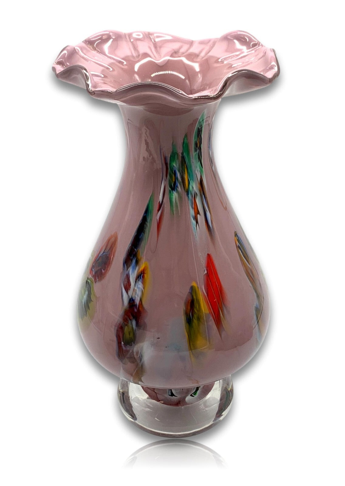 Vase Unterfang - Farbeinschmelzungen - Mundgeblasen Handarbeit - Pastell Lila1