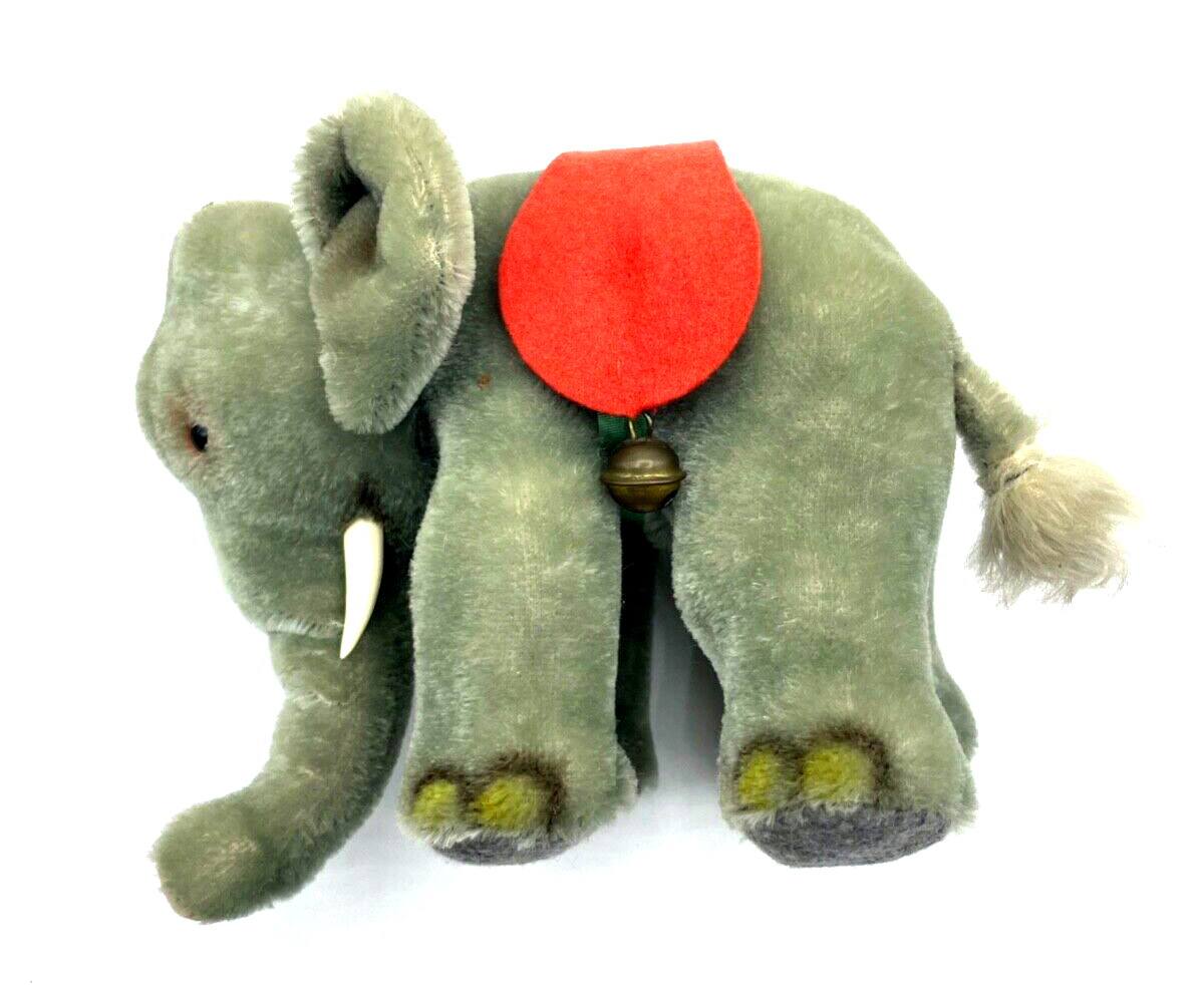 Großer Steiff Elefant Zirkuselefant mit Sattel Knopf Glöckchen H 16 cm L 22 cm9