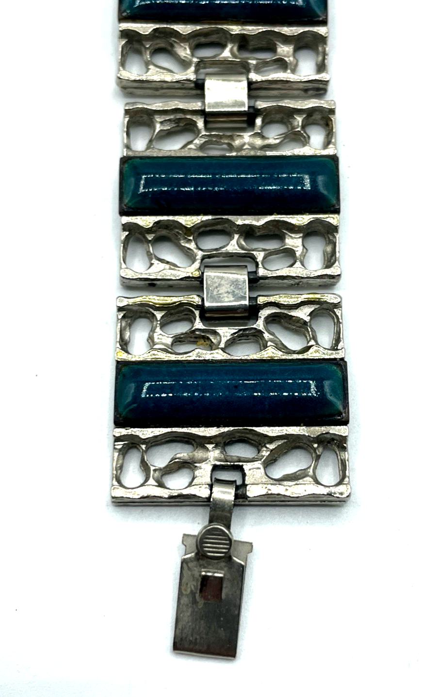 70erJ Armband vintage Brutalist Modeschmuck mit Emaille L 20 B 2,8 cm3
