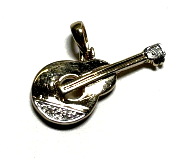 333 Gold 8 K  Anhänger Charm Gitarre oder Mandoline 2 kl. Diamanten Juwelier1