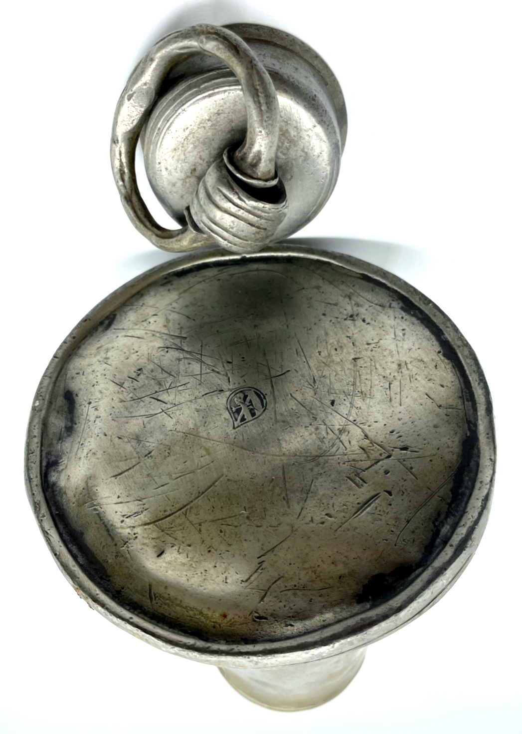 Antik Zinn Kanne mit Schraubdeckel Original von 1882 H ca. 30 cm Handarbeit10