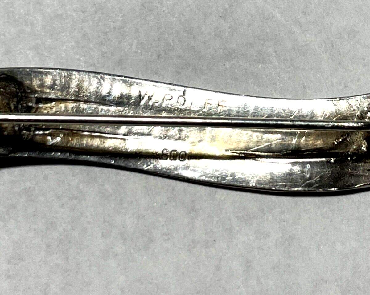 W. ROLFF Hamburg 800er Silber Brosche handbearbeitetes Unikat 30er J signiert3