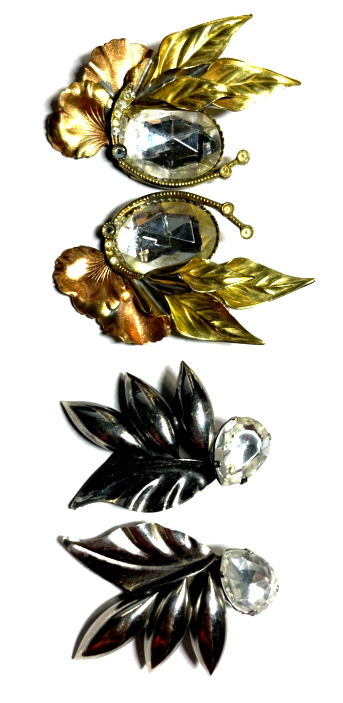Vintage 80er Jahre Statement 2x Ohrclips Clips stattlich Modeschmuck Motto Party3