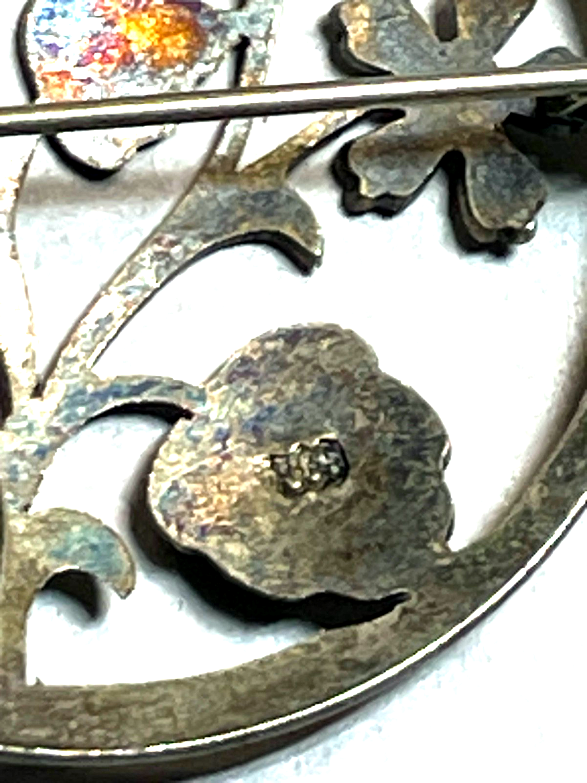 Antik gesägte Blumen Brosche Anstecknadel 835 Silber Ø 38 mm top gepflegt4
