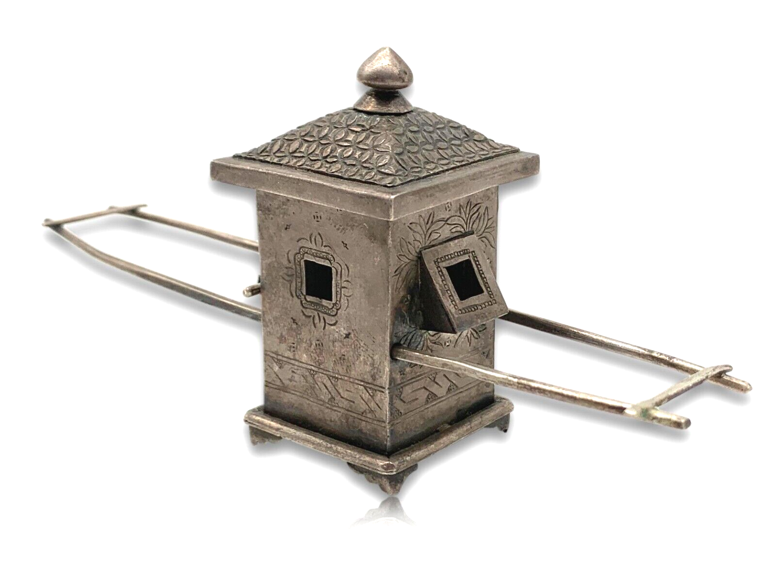 Miniatur Palankin Sänfte Sedan Chair - Silber - China Anfang 20. Jhr Handarbeit0