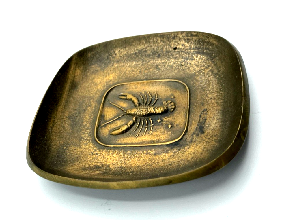 Vintage massiv Bronze Tellerchen Ascher ? mit Krebs Motiv gepflegt2
