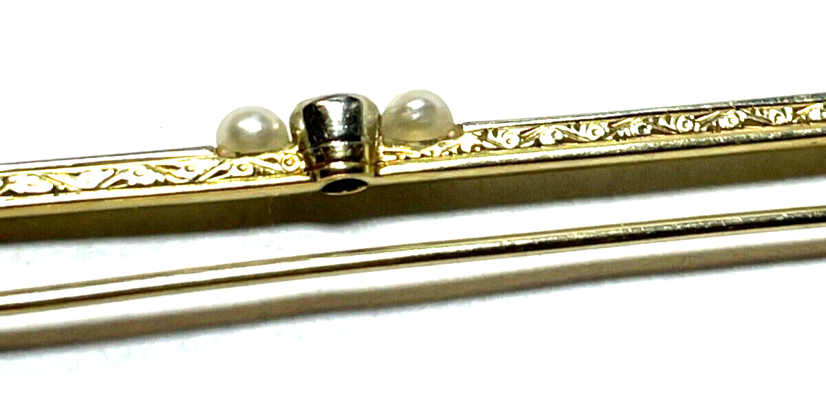 Art Déco 585 Gold 14 K Gold Brosche Nadel Stabbrosche 1 Brillant 2x Orientperle4