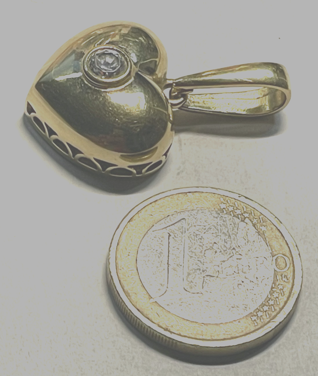 PL Pierre Lang Anhänger großes Herz + Swarovski vergoldet sehr gepflegt L 33 mm7
