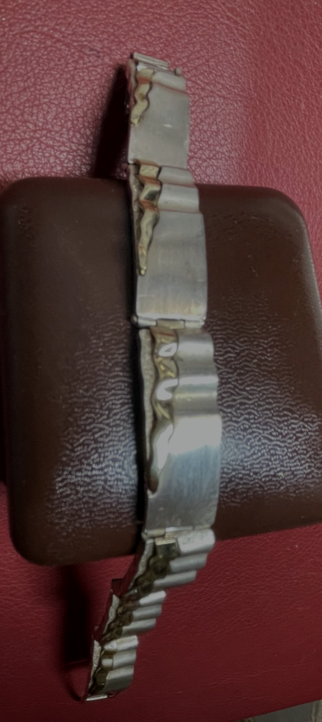 Solides 925 Silber Armband Unikat teilvergoldet L 21,5 cm B 13 mm Juwelier11
