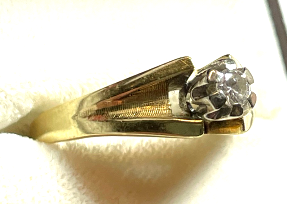 585 Gold 14 K Gelbgold Ring Vorsteckring Brillant 0,1 ct Ø 18,5 mm RG 58 gepf1