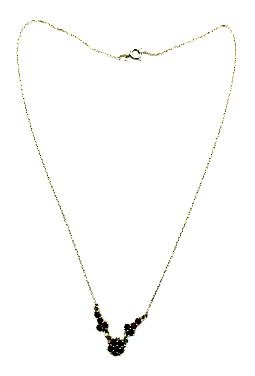 Antik attraktives 333 Gold 8 K Granat Collier Halskette L 42 cm2