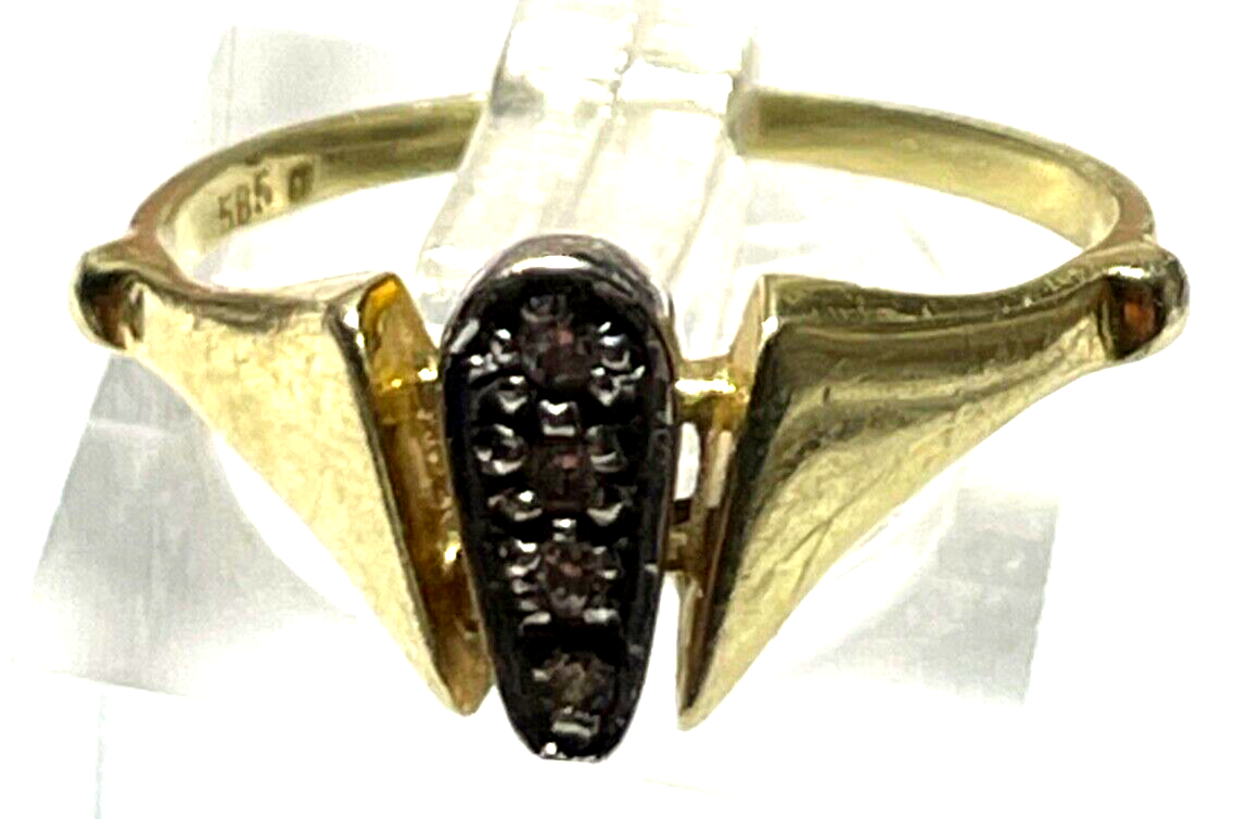 Juwelier 585 Gold 14 K Gold Ring modernes Design 4 Diamanten Juwelier Ø 17 RG 546
