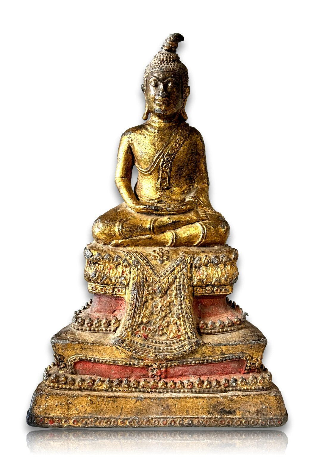 Feuervergoldeter  Bronze - Buddha - Dhyana Mudra - Thailand 19. Jahrhundert0