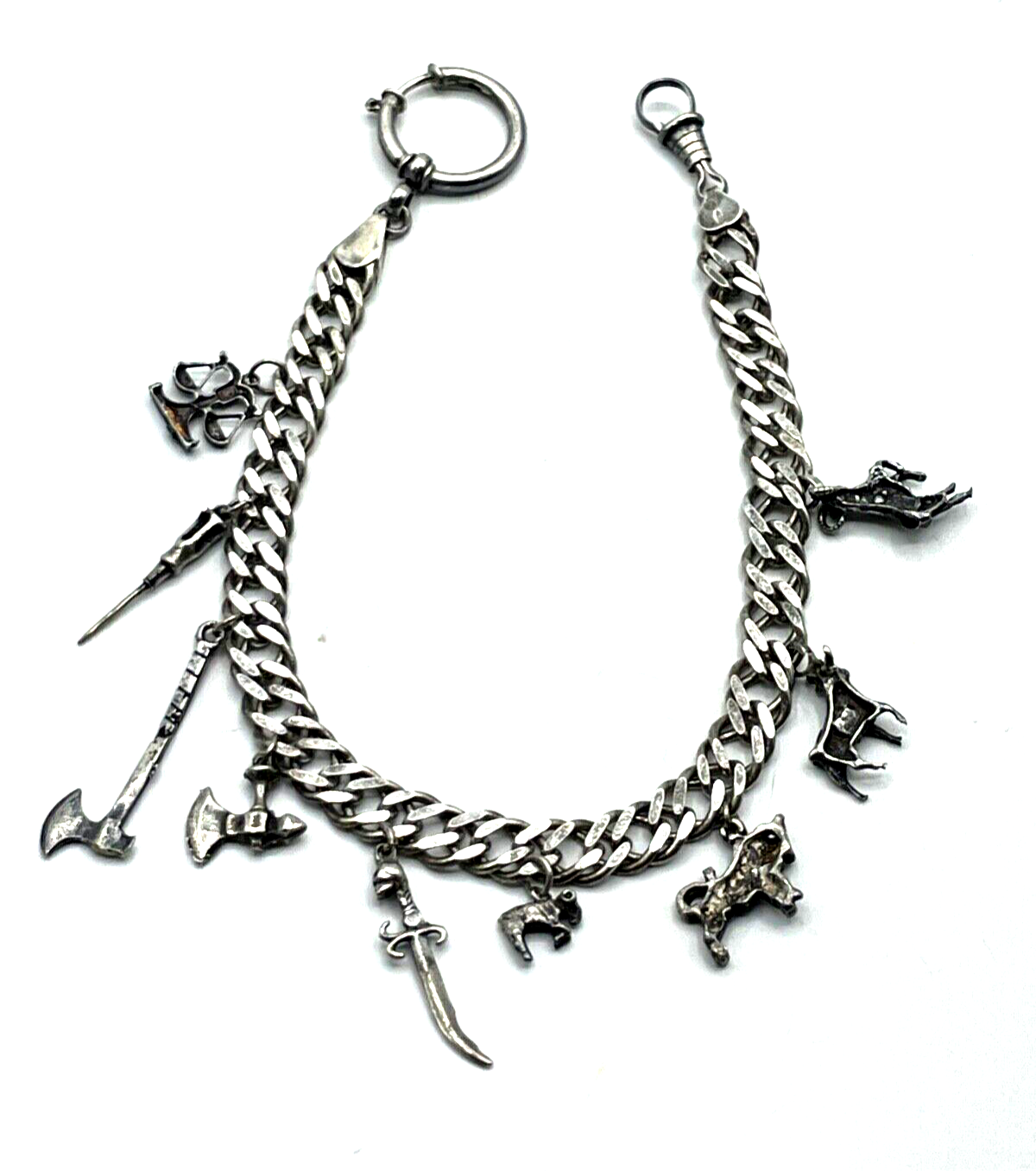 Vintage Taschenuhr Uhrkette TUK Taschenuhrkette 9 Charivari Anhänger 925 Silber5