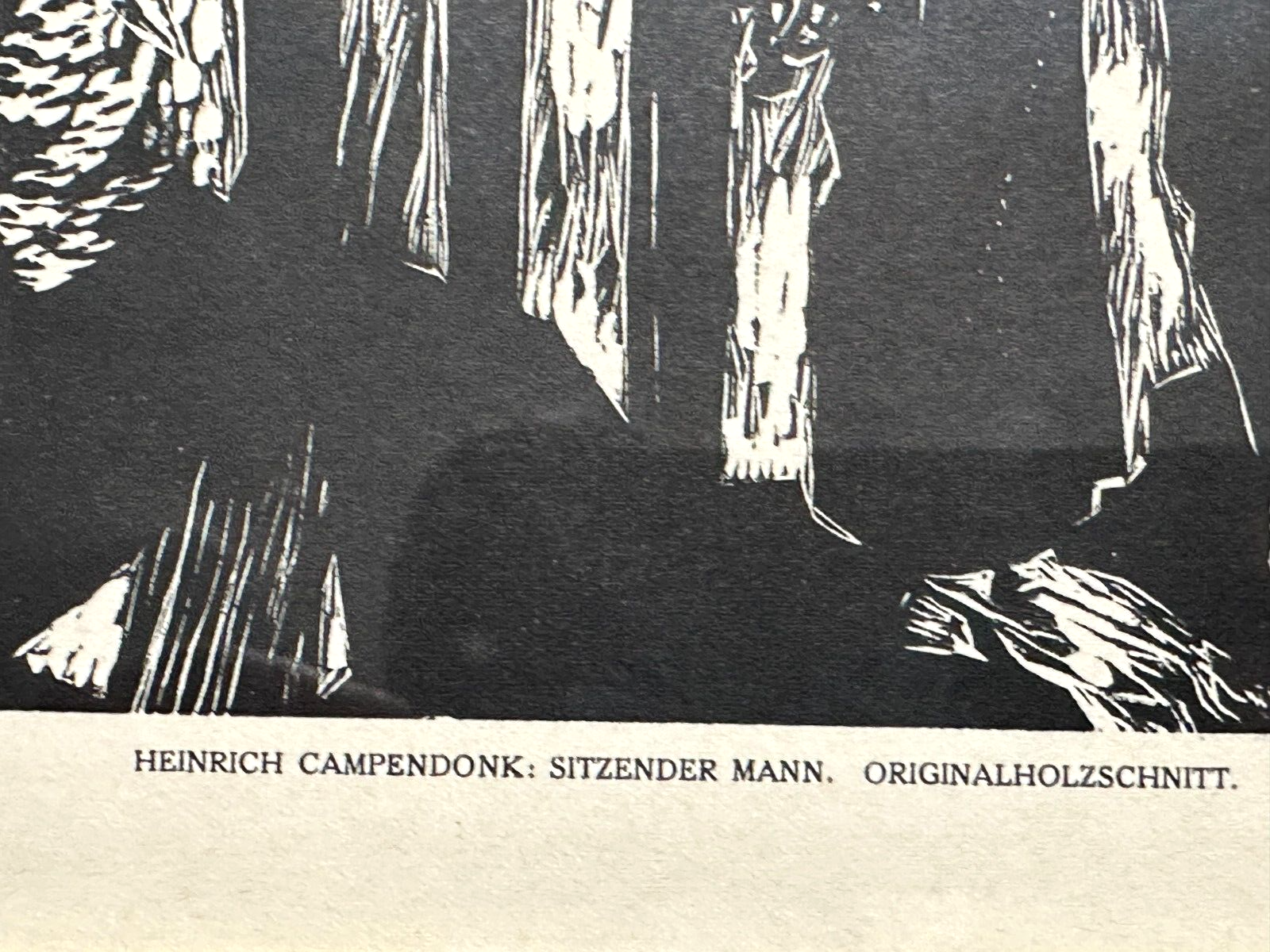 Heinrich Campendonk 1889-1957 - Holzschnitt Woodcut - 'sitzender Mann' - 19197