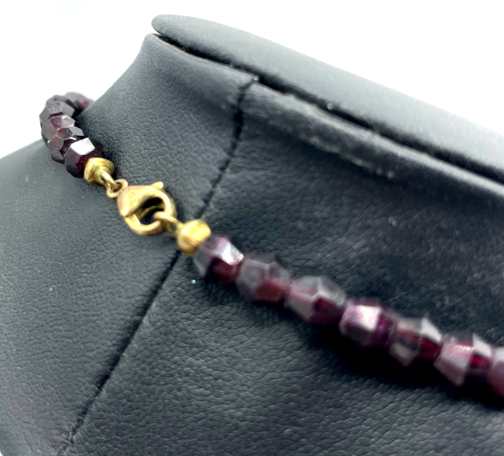 Facettierte Granat Kette Collier 925 AG/vergoldet Karabiner L 45,5 cm B 6 mm1
