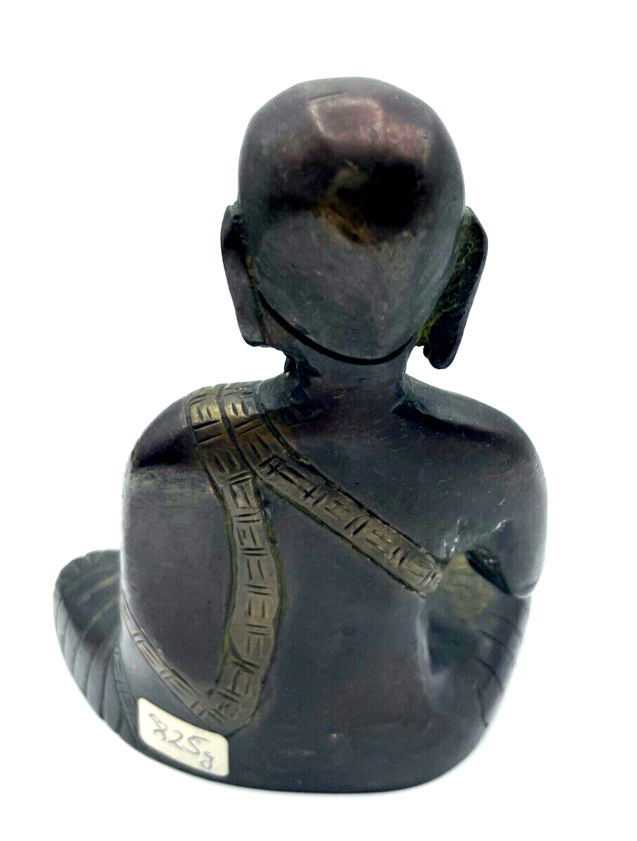 Alte asiatische Bronze Statue Buddha Mönch Bronze Figur H 13 cm B 10,5 cm Patina5