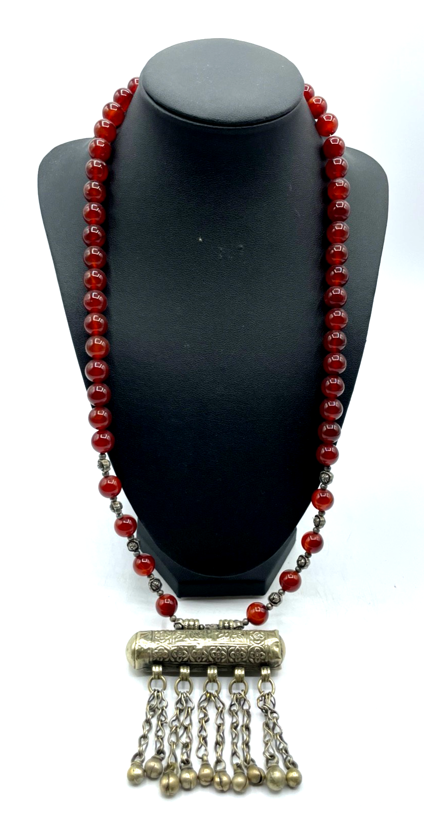 66 cm lange Kette Ethno Tuareg oder Berber Schmuck Karneol Halskette Ø 9 mm0