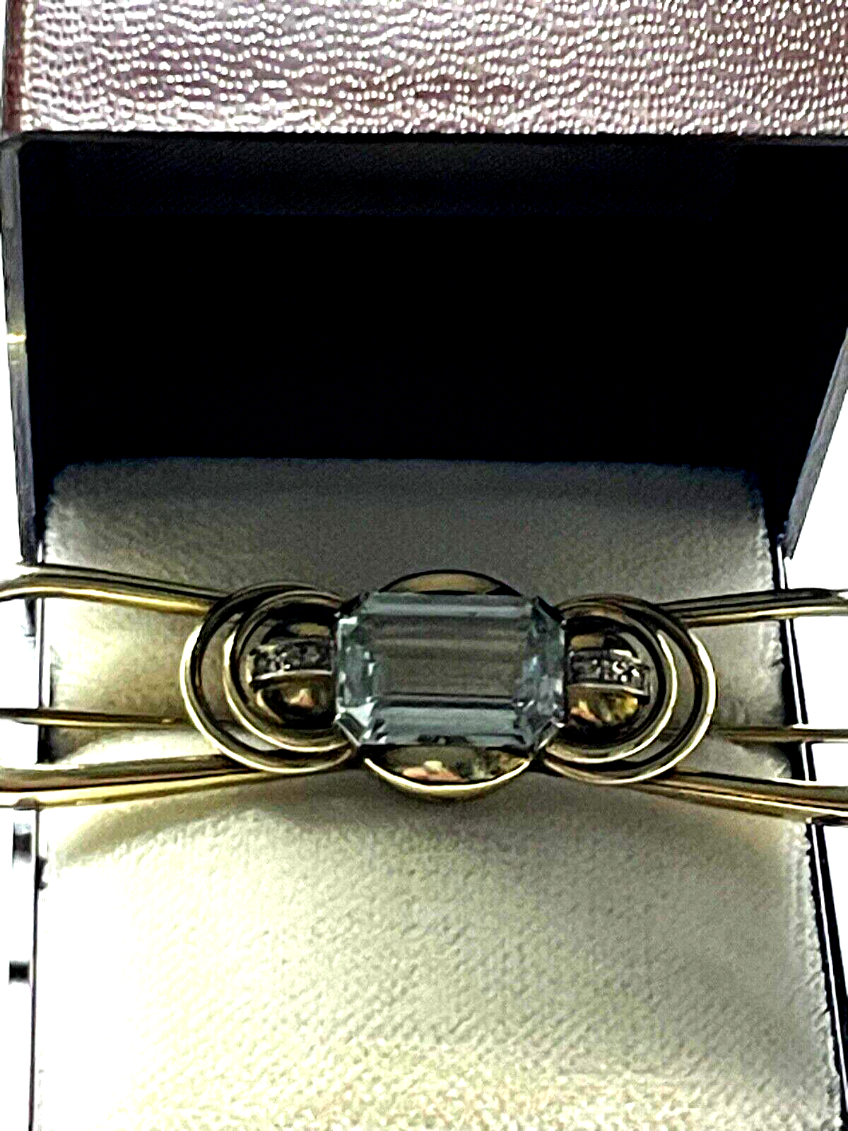 Edle 585 Gold 14 K Brosche Stabbrosche mit Aquamarin im Emerald Cut Juwelier1