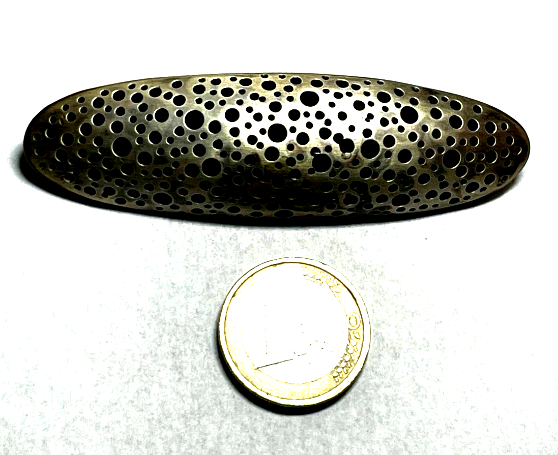Vintage DEVINE Zürich Handarbeit große 925 Silber Designer Brosche L 80 mm gepfl5