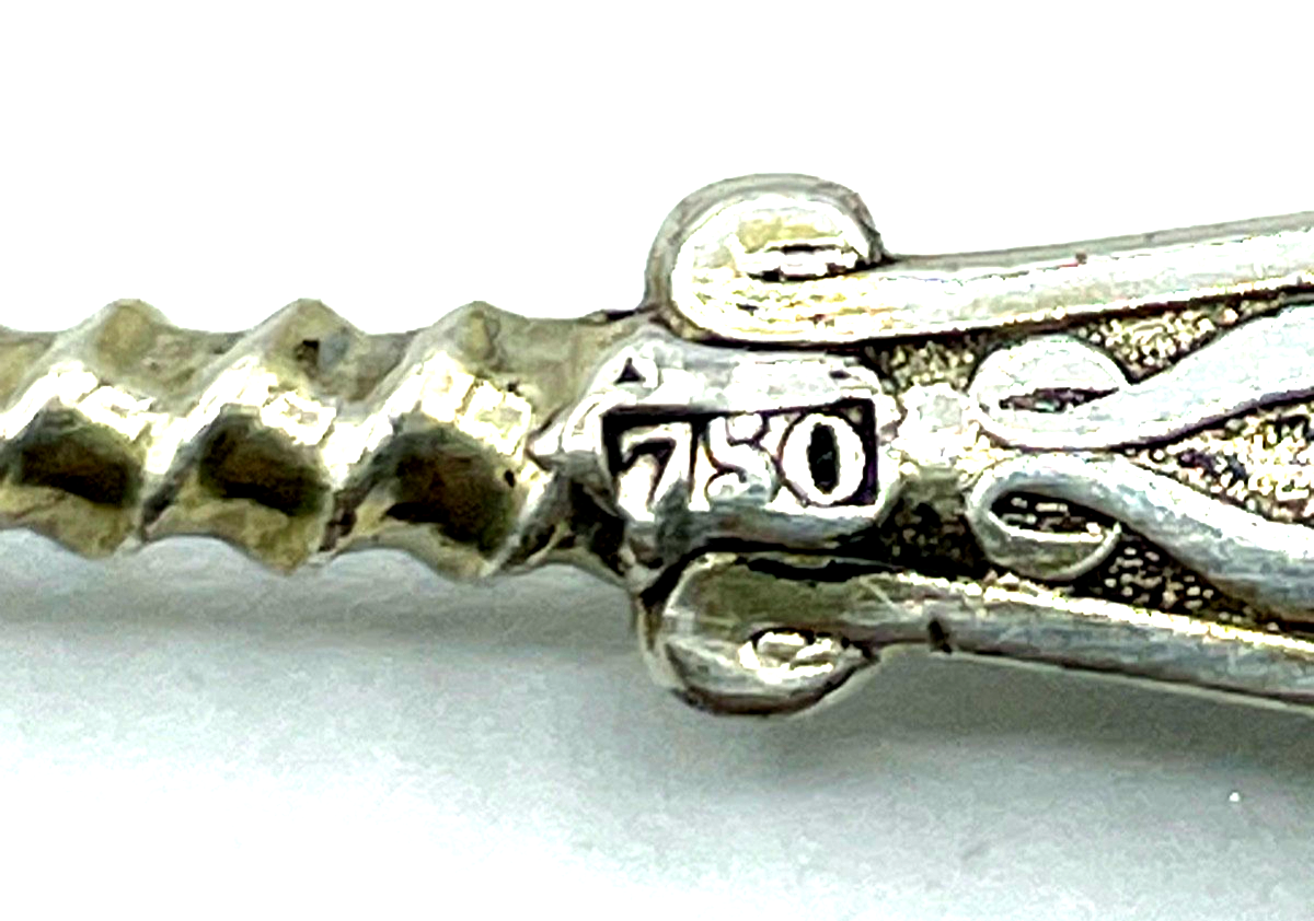 Antik 750 Silber 1 Kaffeelöffel Historismus Gründerzeit beidseitig Dekor vergold5