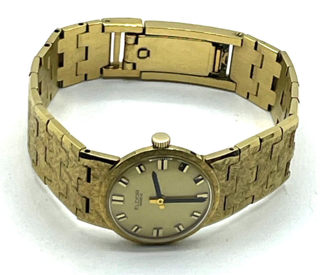Vintage top gepflegt ELDOR Genéve Damen Armbanduhr Handaufzug Gold farbig 60er J12