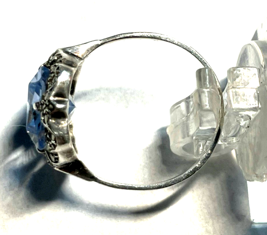 Antik 830 Silber Ring aquamarin farbig wasserblau Spinell 30erJ RG 50 Ø 15,9 mm5
