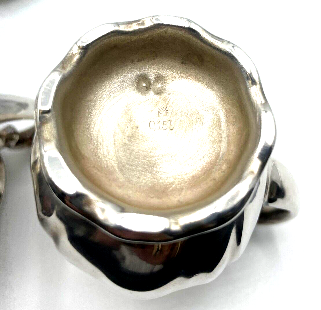 Vintage WMF Zuckerdose Milchkännchen Porzellan + dicke Silberauflage Barockform9
