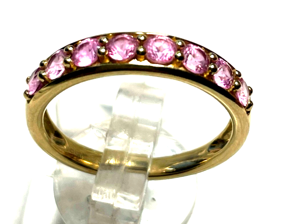 Massiver 375 Gold 9 K BCI Ring mit 8x Padparadscha Saphir in Pink RG 57 Ø 18 mm3
