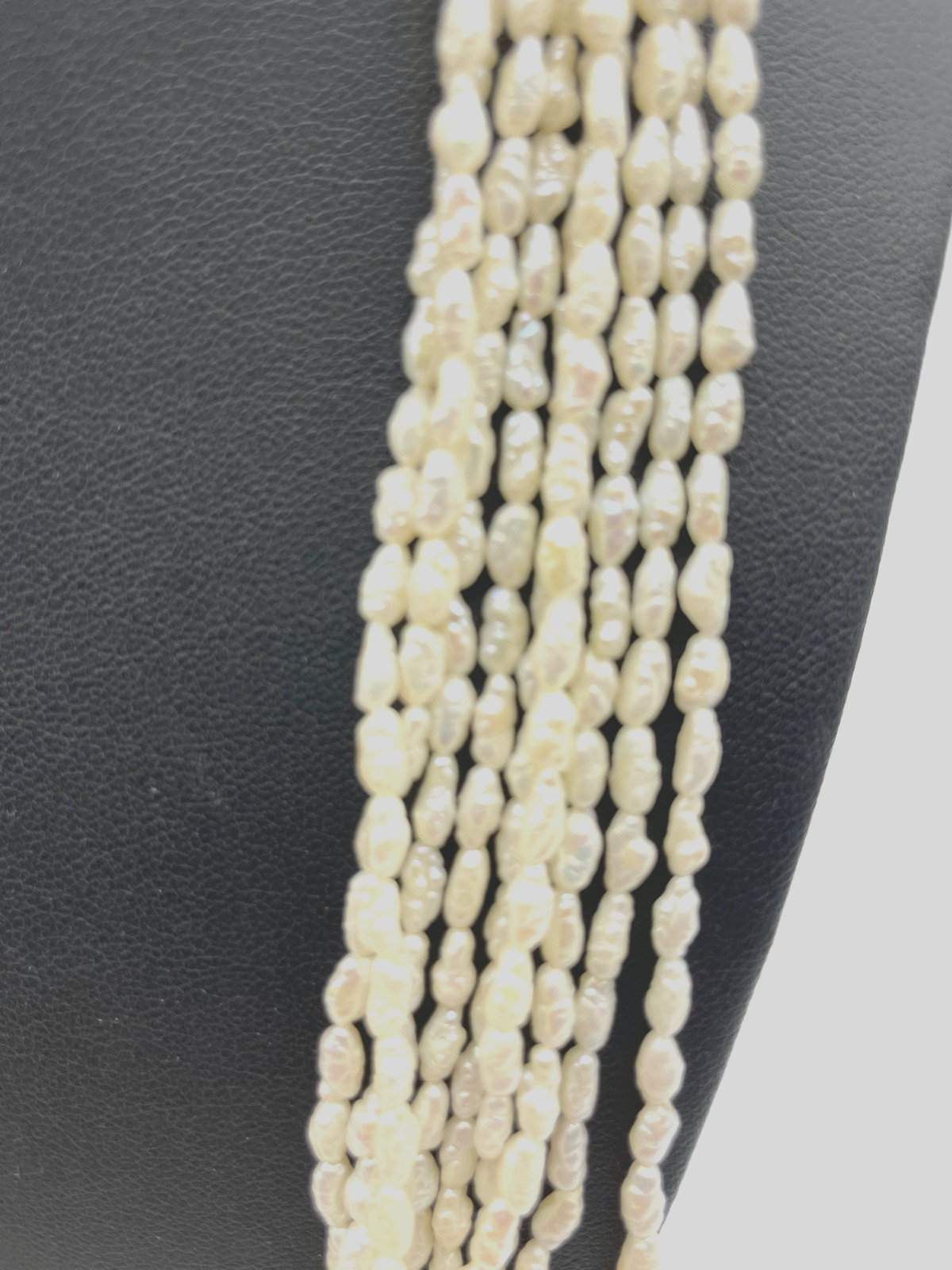 Vintage echte 58 cm Biwa Perlen Kette Perlenkette Reiskorn 9 Stränge Collier2