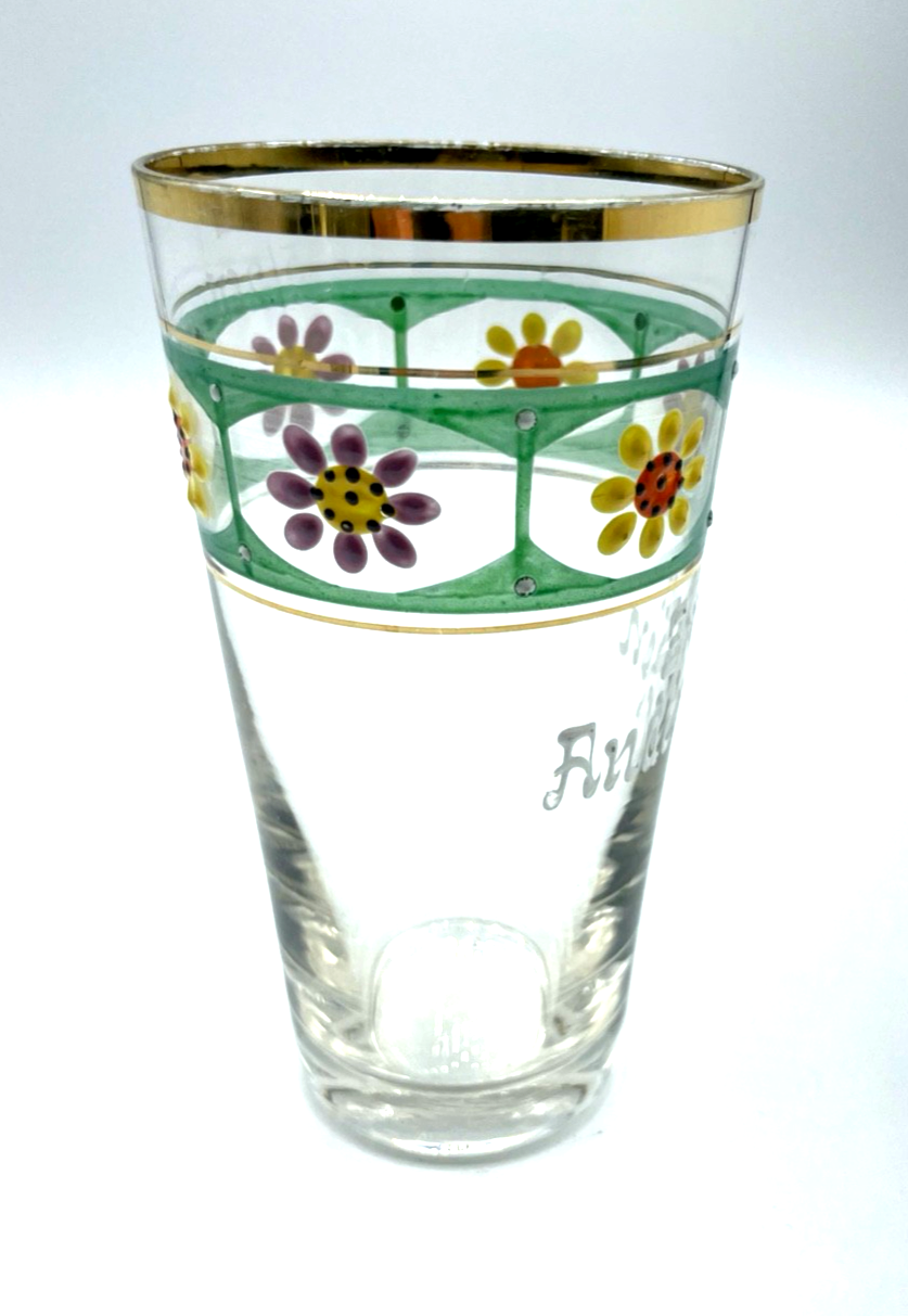Antik Glas handbemalt Jugendstil Andenkenglas *zum Andenken* 5/20 L Kaltemaille1