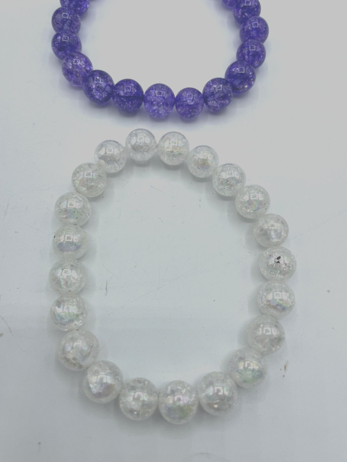 2x Eisachat Kugel Armband auf Gummizug in Crash Optik Ø 10 mm sehr gepflegt1